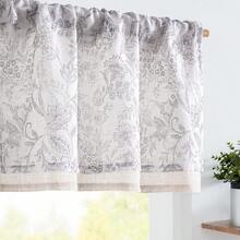 Linen Valance Sheer Double Layer Kitchen Window Curtain Leaf Embroidered Valance Living Room Cafe Farmhouse Filtering Rustic Country Curtain 18 Inch Rod Pocket 1 Panel White Home Decor - Forest | Verbena Grey - View 8
