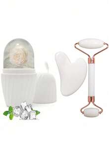 2/3pcs Ice Roller Face Care Set, Face Massage Roller Scraping Tool Set, Facial SPA Care Tools Beauty Set, Face Massage Roller Lifting Contour Tool, Reusable Ice Cube Tray - Multicolor - View 4