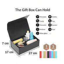 1个一体式翻盖包装盒 - 磁性礼盒 - 硬纸板盒 - 黑色豪华礼盒 - 天地图案礼盒 - 长方形礼盒 - 易收纳盒 - 商务礼盒 - 蝴蝶结礼盒 - 白色礼盒 - 圣诞节/万圣节/生日礼盒 - 黑色 - 查看 8