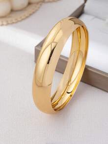 3pcs/1pc Fashionable Exquisite Minimalist Golden Geometric Hollow Textured Metal Bangle Set, Suitable For Women, Delicate Accessory, Gift For Valentine's Day, Mother's Day, Wedding - Yellow Gold - View 6