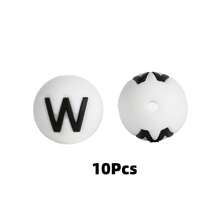 10/26pcs 15mm Silicone Letter Beads A-Z, DIY Bracelet Necklace Pacifier Chain Accessories - White - View 20
