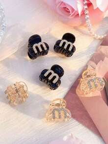 4/6pcs Mini Crystal Embellished Hair Clips, Practical & Stylish, Elegant & Versatile M-Shaped Hair Accessories - Multicolor - View 8