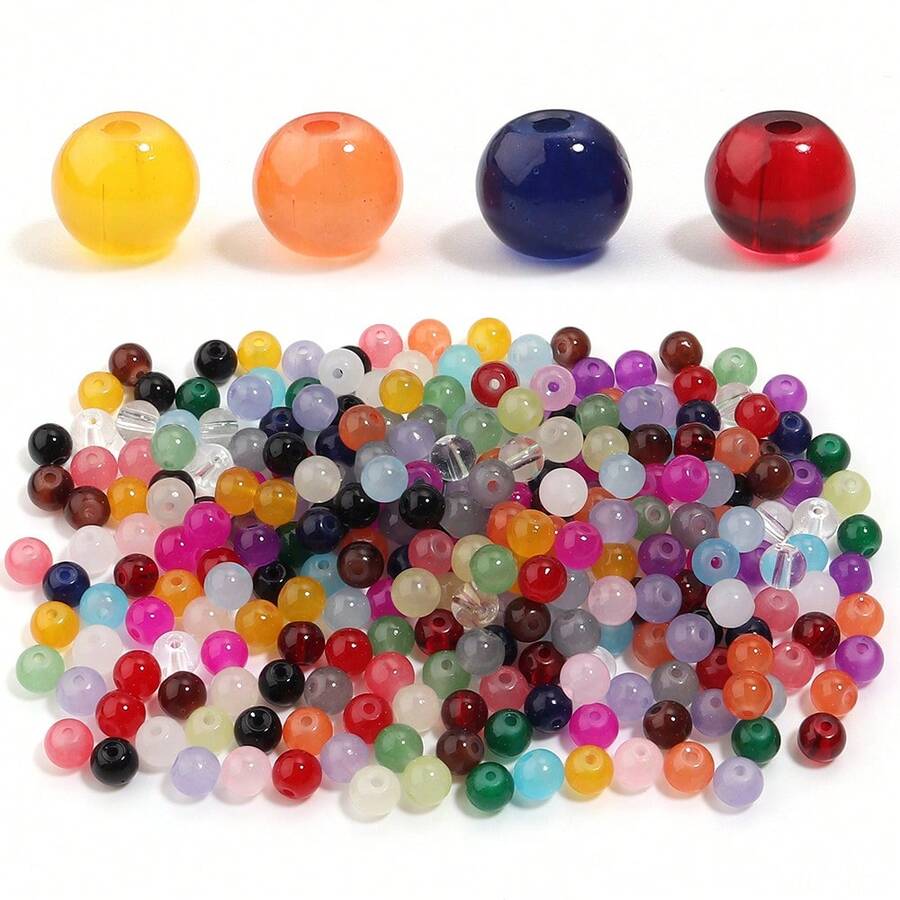 60pcs/Pack 8mm Glass Round Beads With Super Many Colors To Choose From, Handmade Necklace Bracelet Jewelry Making Accessories