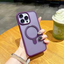 DECOPHONE 1 透明磨砂隐形指环支架手机壳，兼容苹果 17/15/14/13/12/11 Pro Plus Max，支持无线充电，包含玻璃镜头盖和保护膜，防水、防震、防摔、防刮擦。 - 紫色 - 查看 5