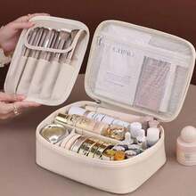 Portable Leather Makeup Bag Waterproof Multifunctional for Women with Organizer Handle Ideal for Makeup Application - como en la foto - Ver 6