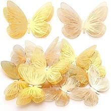4pcs/Pack 3D Hollow Lattice Iron Butterfly 50mm Double Layer Shoes, Hats, Jewelry Decor Accessories, DIY Elegant Hair Clips, Earrings, Necklaces, Bracelets Decoration - Hollowed-out Silk Butterfly - View 2