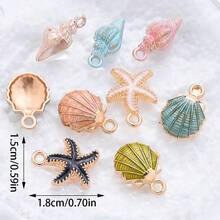 4Amazonia 30pcs/Set Cute Metal Sea Shell Charm Bohemia Enamel Kawaii Pendant For DIY Necklace Earrings Handmade Jewelry Craft Material Making - Multicolor - View 4