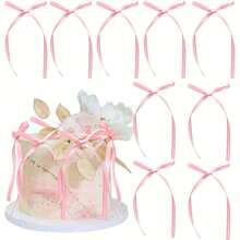 10 Pieces Elegant Black Bow Cake Topper Set - Polyester, No Electricity Required, Weddings, Birthdays, Graduations, And Parties - Versatile Home And Event Decoration, Cake Decoration Supplies Halloween,, And Party Supplies EBOP - màu đen - Xem 4