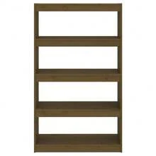 vidaXL Biblioteca/separador de piezas marrón miel 80x30x135,5 cm Pin - Marrón - Ver 5
