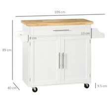 HOMCOM Kitchen Trolley With Worktop, Spice Rack And Towel Rail, White, 109 X 40 X 89 Cm - White - View 3