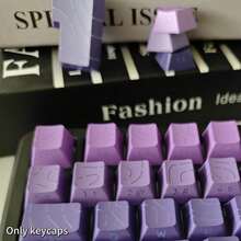 130+ 个带渐变线条、裂纹纹理、背光侧印字符的键帽，兼容 104/98/87/75/68/64/61 键键盘 - 紫色 - 查看 4