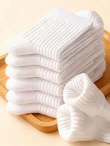 4双随机颜色船袜，白色女童袜，纯色白色儿童袜，运动跑步袜，可爱袜子，夏季贝壳蝴蝶结情人节礼物，返校学生青少年儿童袜 - 彩色 - 查看 7