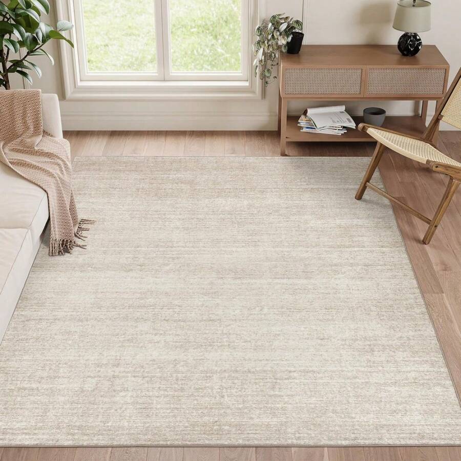 Washable Rugs 8x10 - Stain Resistant 8x10 Area Rugs For Living Room, Non Slip Backing Printed Large Area Rugs For Bedroom, Folable Machine Washable Area Rug (8'x10', Beige) - 彩色 - 查看 1