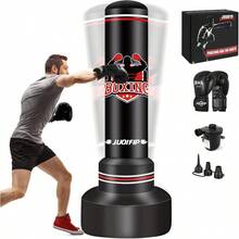 nnSaco de boxeo pesado con soporte para adultos adolescentes 70 pulgadas bolsas de boxeo de pie bolsas de equipo de entrenamiento de kickboxing para hombres entrenamiento tailandés fitness karatecc - No jugué - Ver 1