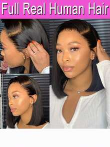 13x4 HD Lace Front Wigs 100% Real Human Hair Bob Wigs Straight Natural Color Human Hair Wig Human Hair Lace Frontal Wigs For Women Brazilian Human Hair Wigs Transparent Lace Frontal Wig For Party, Cosplay, Daily Use - 自然色彩 - 查看 4
