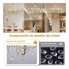 CYPNLámpara de techo moderna Lámparas de cristal de 6 luces Adecuada para decoración de techo interior en sala de estar Dormitorio Cocina Comedor DoradoFashion - 219773704 - Ver 3