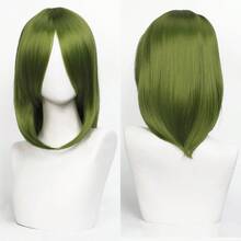 Karida 14-Inch Synthetic Fiber Cosplay Wig With Bangs, Layered Straight Hair, Unisex Cosplay Wig, High Density, Natural-Looking Cosplay Wig For Men And Women