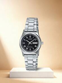 Đồng hồ nữ Casio, dòng Casio Standard, dây đeo bằng thép không gỉ, chống nước đơn giản, máy quartz, dây đeo bằng thép không gỉ, đồng hồ nữ kiểu Hàn Quốc, mặt số màu đen. - màu đen - Xem 1