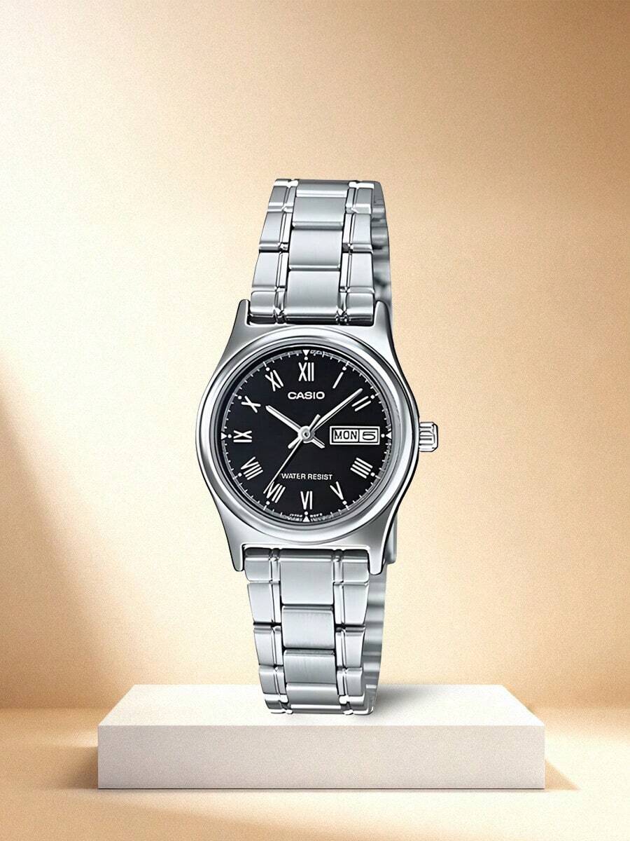 Đồng hồ nữ Casio, dòng Casio Standard, dây đeo bằng thép không gỉ, chống nước đơn giản, máy quartz, dây đeo bằng thép không gỉ, đồng hồ nữ kiểu Hàn Quốc, mặt số màu đen. - màu đen - Xem 1