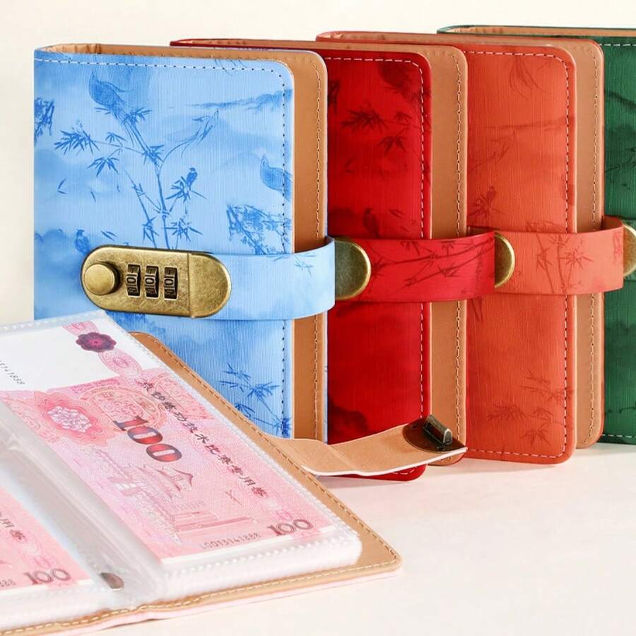 1 Product: Ink Wash Painting Cash Savings Book - A6-Sized Wallet-Style Money-Saving Notebook, Capable Of Storing Banknotes, Is A Popular Budget Record Book For Saving Purposes. - Multicolor - View 1