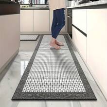 A Long, Minimalist Diatom Mud Kitchen Mat That Is Non-Slip, Absorbent, And Suitable For Use In Dining Rooms, Bathrooms, And Entryways. - Black - View 1