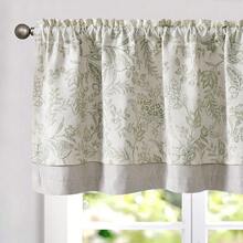 Linen Valance Kitchen Curtain Double Layer 16 Inch Living Room Bedroom Bathroom Window Treatment Blackout Vintage Rustic Farmhouse Cottagecore Rod Pocket 1 Panel On Beige - 森林 | 綠色 - 查看 9
