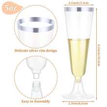 5/10/20/25/30pcs Reusable 130ml/5oz Transparent Champagne Glasses, Durable Elegant Champagne Flutes Suitable For Weddings, Cocktail Parties, Holidays, Christmas, New Year - Transparent - View 3