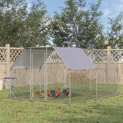 Spacious Outdoor Chicken Run With Roof - Durable Steel Wire Mesh Enclosure For 10-12 Chickens, Hens & Ducks, -In Access, 3.81meter X 279.4cm X 195.58cm, No Electricity Required - Perfect For Backyard Poultry