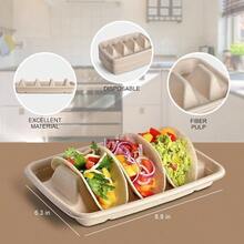 24PCS Disposable Taco Holders Party, Premium Paper Taco Plates With 3 Dividers, Tacos Holder Tray Taco Tuesday Bar Serving Set, Decorations Supplies - 24 Pcs - 查看 8