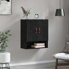 vidaXL Meuble mural Chêne noir 60 x 31 x 70 cm Bois d'ingénierie - Noir - Voir 4