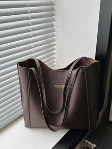 2pcs/Set Solid Color Small Shoulder Tote Bag & Clutch Wallet, PU Leather Material Suitable For Girls, Women Shopping, Work Commute And Daily Use - Coffee Brown - View 11
