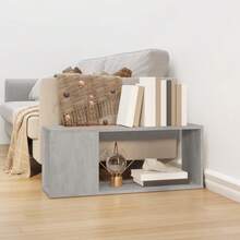 vidaXL Meuble TV cinza beton 80x24x32 cm Bois d'ingénierie - Cinza - Ver 1