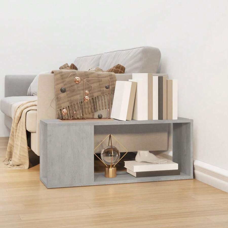 vidaXL Meuble TV cinza beton 80x24x32 cm Bois d'ingénierie - Cinza - Ver 1