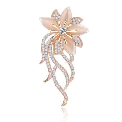 Korean Fashion Women's High-End Floral Brooch, Elegant Minimalist Lapel Pin Accessory, Overlapping Flower Decor