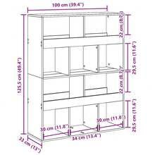 vidaXL Bücherregal, Betongrau, 100 x 33 x 125,5 cm, Holzwerkstoff - Grau - Übersicht 9