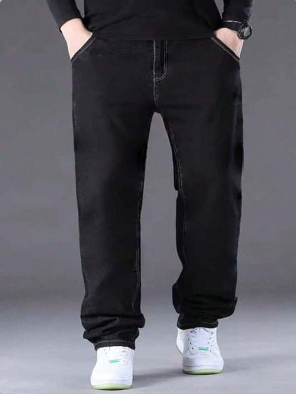 DG XUNLIN MODA 2025Pantalones de Mezclilla largo  Los hombres de alta calidad son sólidos, negros, grises, azules, con jeans casuales de Negocios de tubo recto, imprescindibles, versátiles y accesibles en todas las estaciones