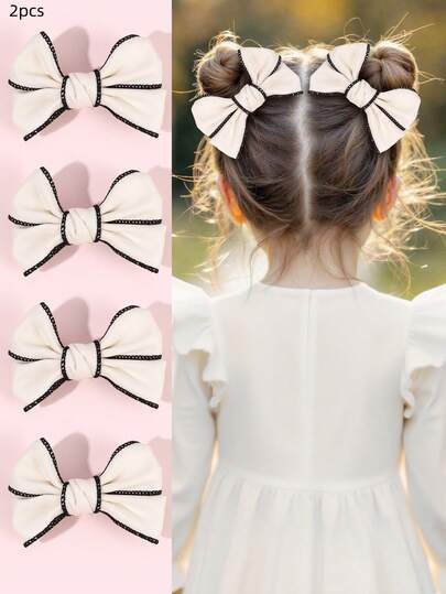 2pcs Solid Color Hair Bows For Girls,Fabric Bow Hair Clips For Girls,Cute Hair Accessories For Girls Spring Gifts