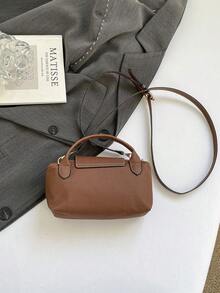 Mini New Fashion Handbag With Contrast Color Design, Made Of Waterproof Nylon Fabric, Includes Shoulder Bag, Square Bag And Vegetable Basket Bag, Suitable For Commuting, Parties And Vacations In Winter - Brown - View 7