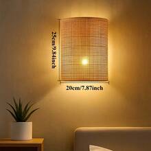 JOYINLED 软木壁灯灯罩 20x25 厘米 日式软木壁灯灯罩 手工编织壁灯灯罩 适用于床头照明、客厅照明和卧室沙发旁照明（仅含灯罩）