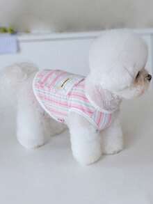 1pc Multi-Color Striped Pet Vest, Suitable For Cats And Dogs - Pink - View 1