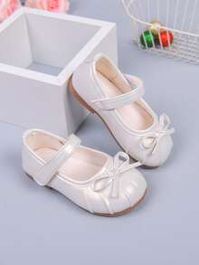 1 Pair Fashionable Cute Flat Shoes For Baby Girls, Infant Bowknot Shoes, All Season - White - View 11