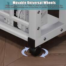 Multi-Purpose Rolling Desk With 2-Tier Storage Shelves, Freestanding Metal Frame Mobile Workstation For Small Spaces, Ideal For Home Office Setup - Black - View 4