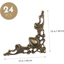 24Pcs Metal Book Corner Protectors Antique Bronze Vintage Metal Corner Protectors Albums Scrapbooking Furniture Case Box Edges - Golden - View 8