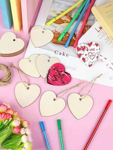 20 Stücke unfertige Holz-Herzform DIY Maldekorationen, kleine Herz Deko geeignet für DIY Malerei, Hochzeit, Hausparty, Feiertags-Anhänger, Hängedekoration, Oster-Frühlingsparty, Bauernhaus Gartendekoration, Heim-Themenparty, Geschenkanhänger - Verschiedenfarbig - Übersicht 1