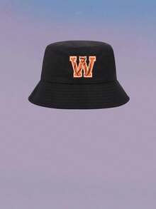 1顶儿童男女通用个性化26字母渔夫帽，时尚户外遮阳帽，适合春、夏、秋、冬日常佩戴，是生日、节日礼物和游戏活动的理想之选。 - 黑色 - 查看 14