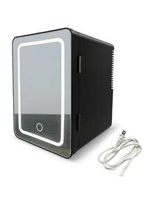 Mini Refrigerador con Espejo LED, Capacidad de 4L, Estante Extraíble y 2 Alturas. Ideal para Skincare y Oficina. Bluelander - Negro - Ver 7