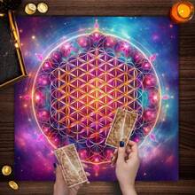 1PC Enchanting Tablecover Elegant Sun And Moon Mandala Talobu Altar Cloth Starry Sky Table Cloth Witchcraft Astrology Black Oracle Mat Tarot Tablecloth Boho Playmat Cloth Home Decor - Multicolor - View 1