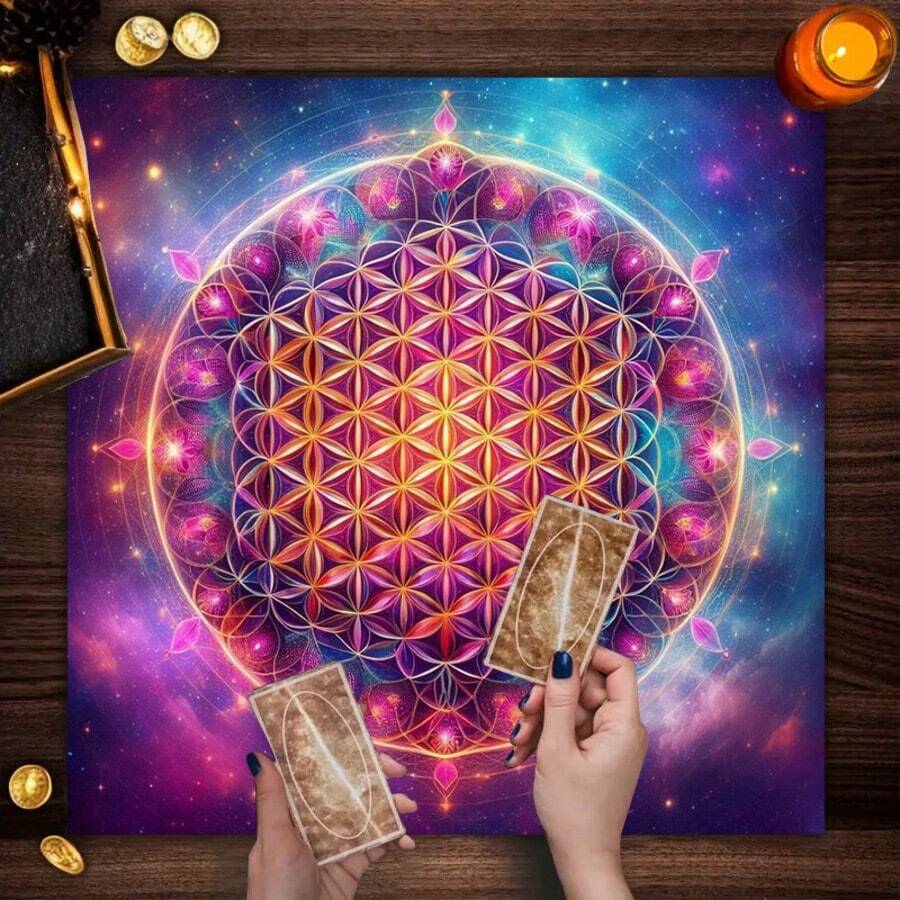 1PC Enchanting Tablecover Elegant Sun And Moon Mandala Talobu Altar Cloth Starry Sky Table Cloth Witchcraft Astrology Black Oracle Mat Tarot Tablecloth Boho Playmat Cloth Home Decor - Multicolor - View 1
