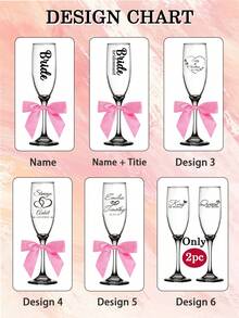 1个个性化香槟杯 - 可定制蝴蝶结和名字,精美雕刻香槟杯,伴娘礼物,结婚纪念日礼物 - 奢华收藏品,高品质可重复使用手洗玻璃器皿,浪漫情侣礼物,耐用玻璃,适合情人节礼物 - 多色 - 查看 6