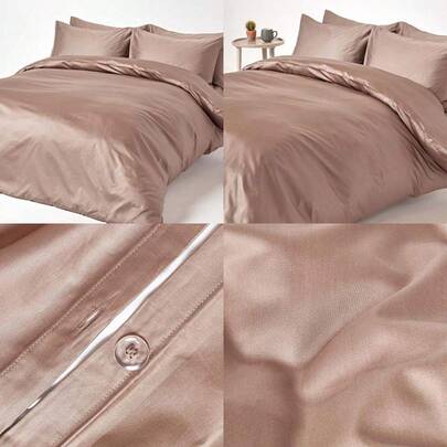 HOMESCAPES Brown Organic Cotton Duvet Cover Set Single 400TC 600 Thread Count Equivalent Quilt Cover Bedding Set Pillowcase Included